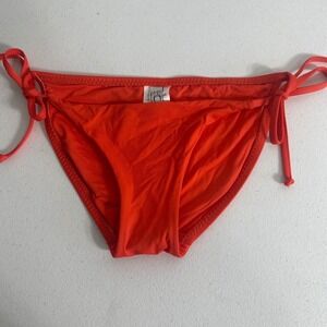 BECCA by Rebecca Virtue Orange Side Tie Bikini Bottoms XS Low Rise Solid NWOT
